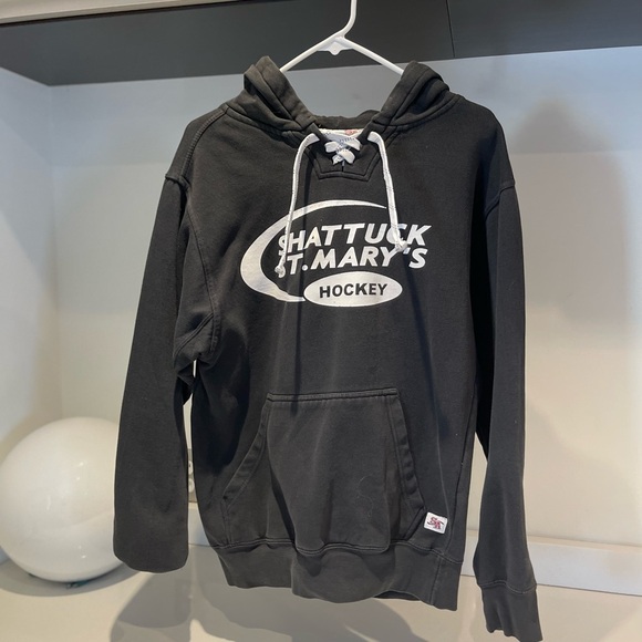 Shattuck St Mary’s hockey school black Sportco vintage type hoodie, men’s small - Picture 1 of 13